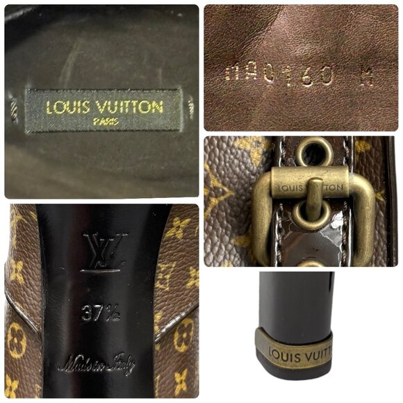 LOUIS VUITTON Vintage LV Monogram Long Boots #37.5 Heels Brown Black [106224] - Picture 13 of 13